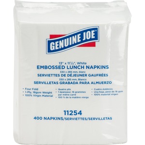 Genuine Joe 1 Ply White Lunch Napkins - 400 napkins (In Stock)
